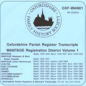 Wantage Registration District, Parish Registers, Vol 1 (CD)