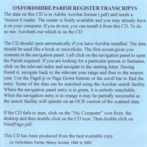 Faringdon Registration District, Parish Registers, OXF-FAR 01 (CD) OFHS