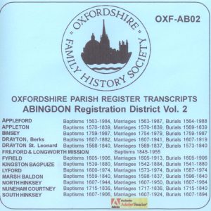 Abingdon Registration District, Parish Registers Vol. 2 OXF-AB 02 (CD) OFHS