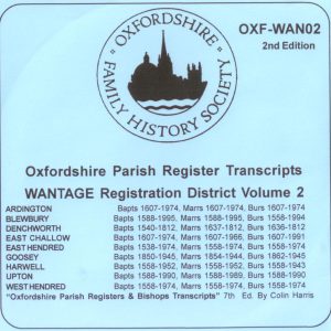 Wantage Registration District, Parish Registers, Vol 2  (CD)