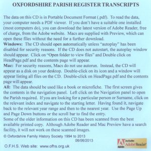 South Oxfordshire Area, Parish Registers, Vol 2 (CD)