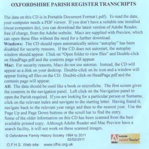 Faringdon Registration District, Parish Registers OXF-FAR 03 (CD) OFHS