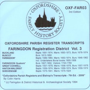 Faringdon Registration District, Parish Registers OXF-FAR 03 (CD) OFHS