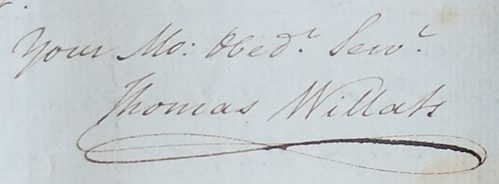 Thomas Willats signature 1823