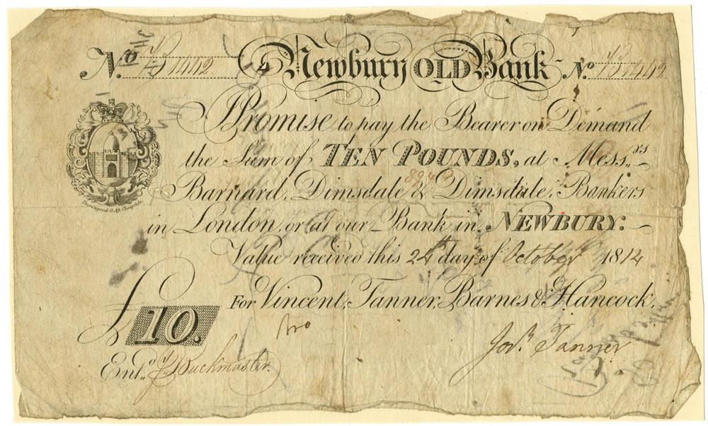 A bank-note of the Newbury Old Bank (1814) © The Trustees of The British Museum (CC BY-SA 4.0)