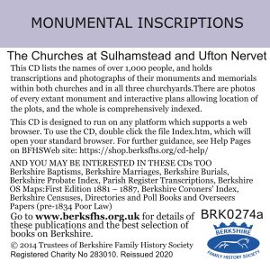 Bearwood, St. Catherine Monumental Inscriptions 1815 – 2019 (CD)