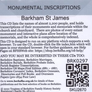 Barkham St James, Inscriptions 1719-2022, Burials from 1539