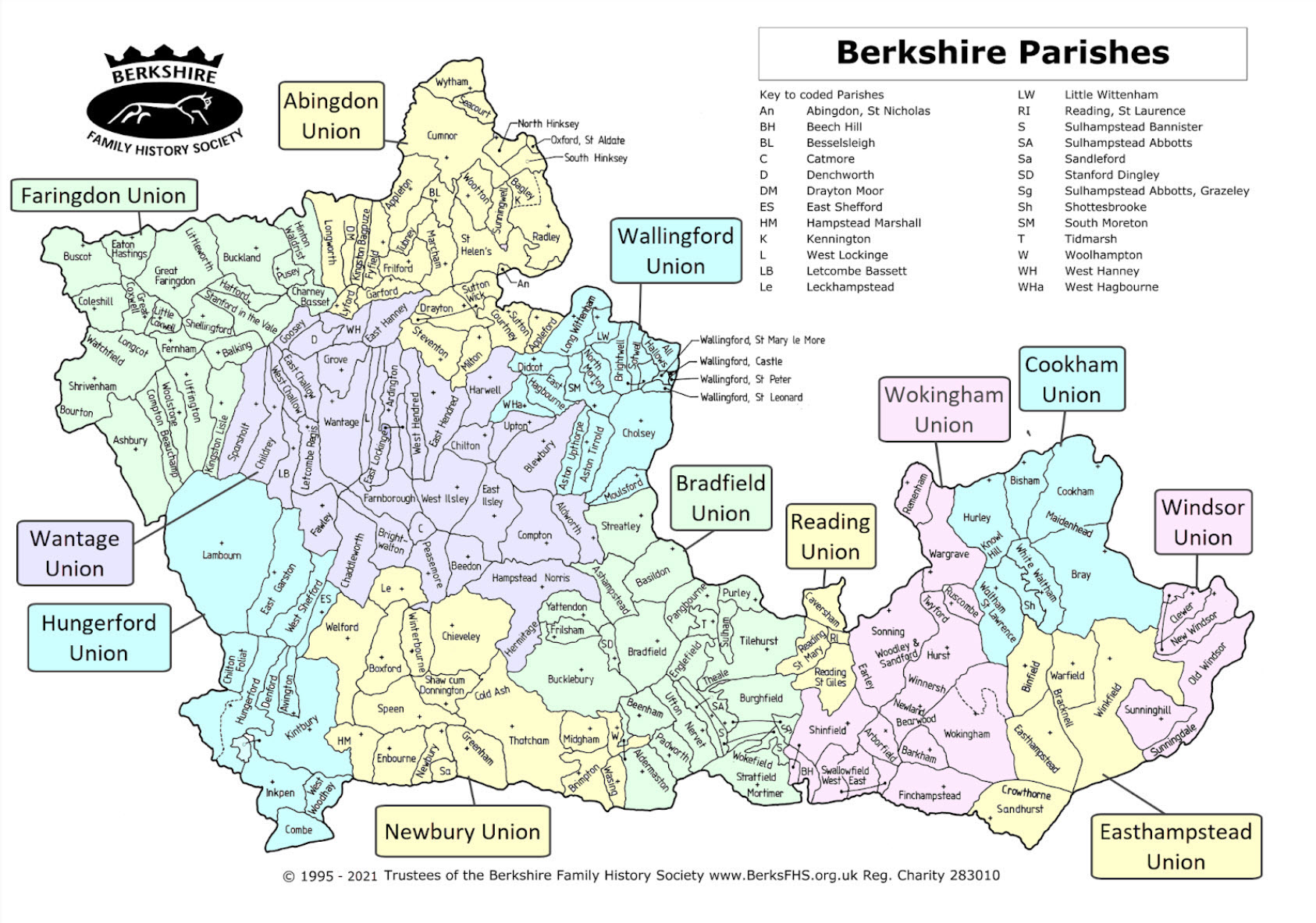 Map of Berkshire before the 1974 Boundary Changes