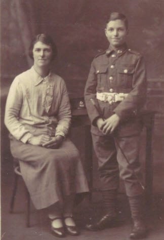 Charlie and his mother showing a strong family likeness. This must have been taken soon after enlistment.