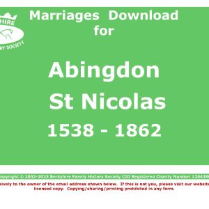 Abingdon St Nicholas Marriages 1538-1862 (Download) D1003