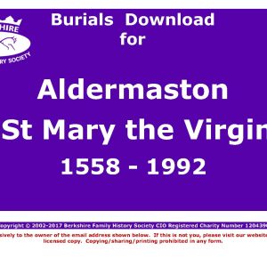 Aldermaston St Mary Burials 1558-1992 (Download) D1006