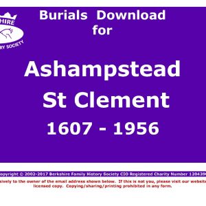 Ashampstead St Clement Burials 1607-1956 (Download) D1014
