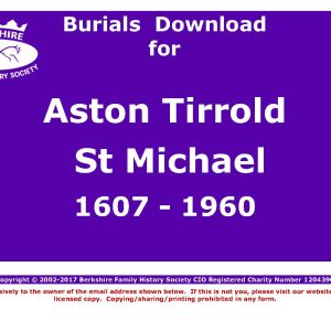 Aston Tirrold St Michael Burials 1607-1960 (Download) D1017