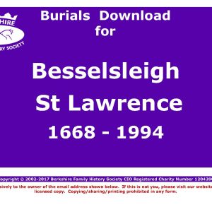 Besselsleigh St Lawrence Burials 1668-1994 (Download) D1028