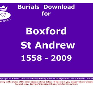 Boxford St Andrew Burials 1558-2009 (Download) D1033