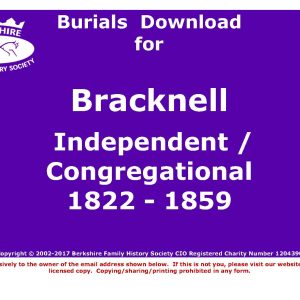 Bracknell Independent / Congregational Burials 1822-1859 (Download) D1035