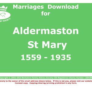 Aldermaston St Mary Marriages 1559-1935 (Download) D1039