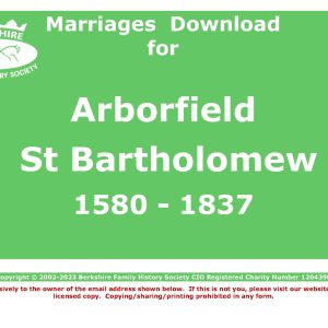 Arborfield St Bartholomew Marriages 1580-1837 (Download) D1058