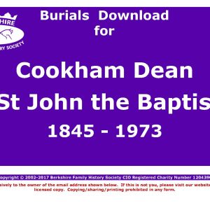 Cookham Dean St John the Baptist Burials 1845-1973 (Download) D1065