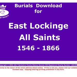 Lockinge, East All Saints Burials 1546-1866 (Download) D1080