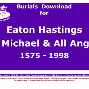 Eaton Hastings St Michael & All Angels Burials 1575-1998 (Download) D1084