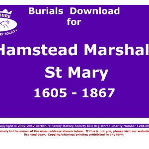 Hamstead Marshall St Mary Burials 1605-1867 (Download) D1103