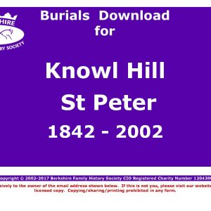 Knowl Hill St Peter Burials 1842-2002 (Download) D1116