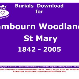 Lambourn Woodlands St Mary Burials 1842-2005 (Download) D1117