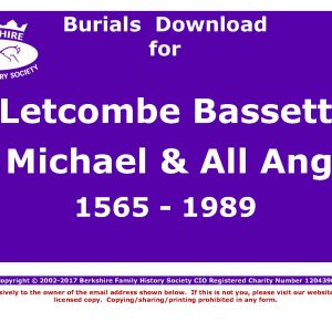 Letcombe Bassett St Michael & All Angels Burials 1565-1989 (Download) D1120