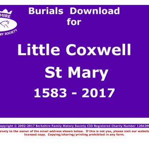 Coxwell, Little St Mary Burials 1583-2017 (Download) D1122