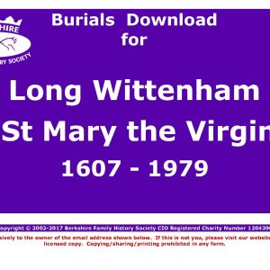 Wittenham, Long St Mary Burials 1607-1979 (Download) D1125