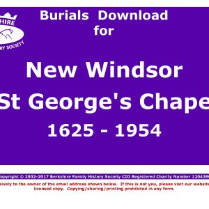 Windsor, New St George’s Chapel Burials 1625-1954 (Download) D1142