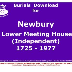 Newbury Lower Meeting House (Independent) Burials 1725-1977 (Download) D1147