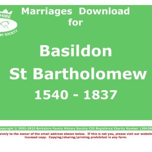 Basildon St Bartholomew Marriages 1540-1837 (Download) D1150