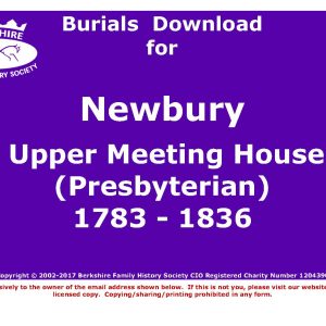 Newbury Upper Meeting House (Presbyterian) Burials 1783-1836 (Download) D1153