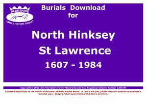 Hinksey, North St Lawrence Burials 1607-1984 (Download) D1155