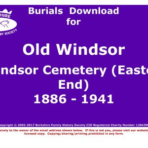 Windsor, Old Windsor Cemetery (Eastern End) Burials 1886-1941 (Download) D1159