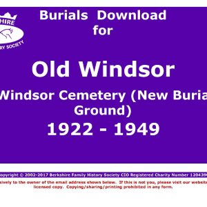 Windsor, Old Windsor Cemetery (New Burial Ground) Burials 1922-1949 (Download) D1160