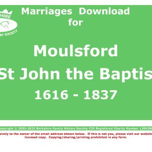 Moulsford St John Baptist Marriages 1616-1837 (Download) D1170