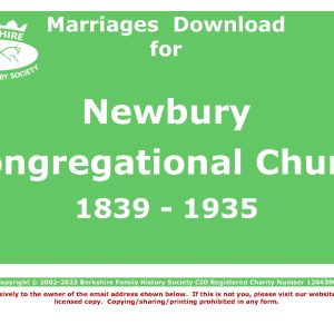 Newbury Congregational Church Marriages 1839-1935 (Download) D1171