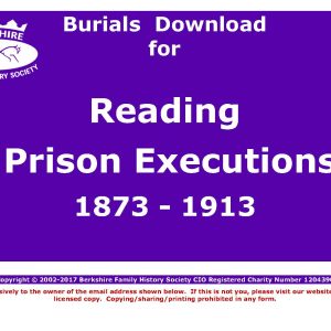Reading Prison Executions Burials 1873-1913 (Download) D1177