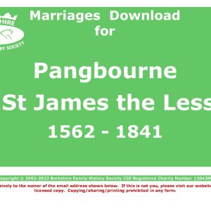 Pangbourne St James the Less Marriages 1562-1841 (Download) D1179