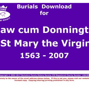 Shaw cum Donnington St Mary Burials 1563-2007 (Download) D1186