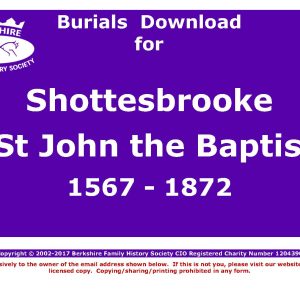 Shottesbrooke St John the Baptist Burials 1567-1872 (Download) D1192