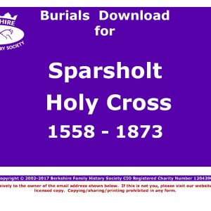 Sparsholt Holy Cross Burials 1558-1873 (Download) D1198