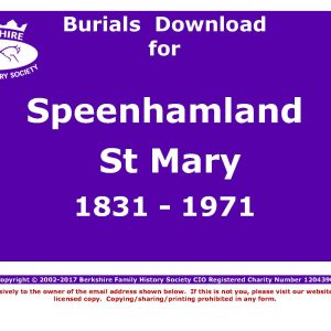 Speenhamland St Mary Burials 1831-1971 (Download) D1200