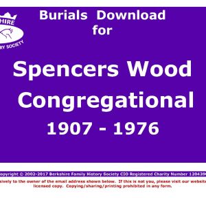 Spencers Wood Congregational Burials 1907-1976 (Download) D1201