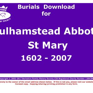 Sulhamstead Abbots St Mary Burials 1602-2007 (Download) D1210