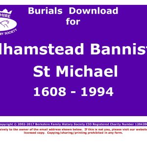 Sulhamstead Bannister St Michael Burials 1608-1994 (Download) D1211