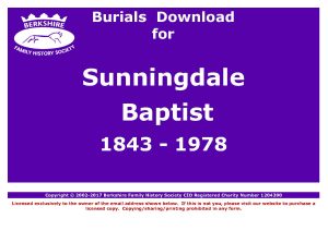 Sunningdale Baptist Burials 1843-1978 (Download) D1212